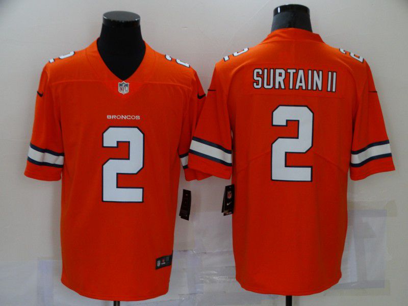 Men Denver Broncos #2 Surtain ii Orange Nike Vapor Untouchable Limited 2021 NFL Jersey->new york giants->NFL Jersey